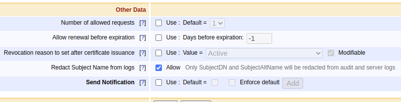 Subject Name Log Redaction