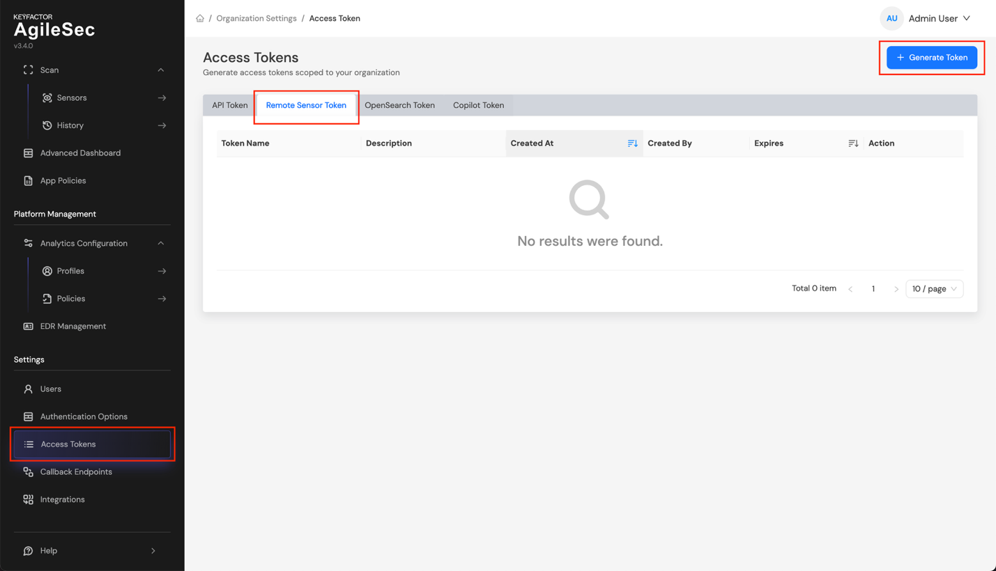 Generating Remote Sensor Token step 1