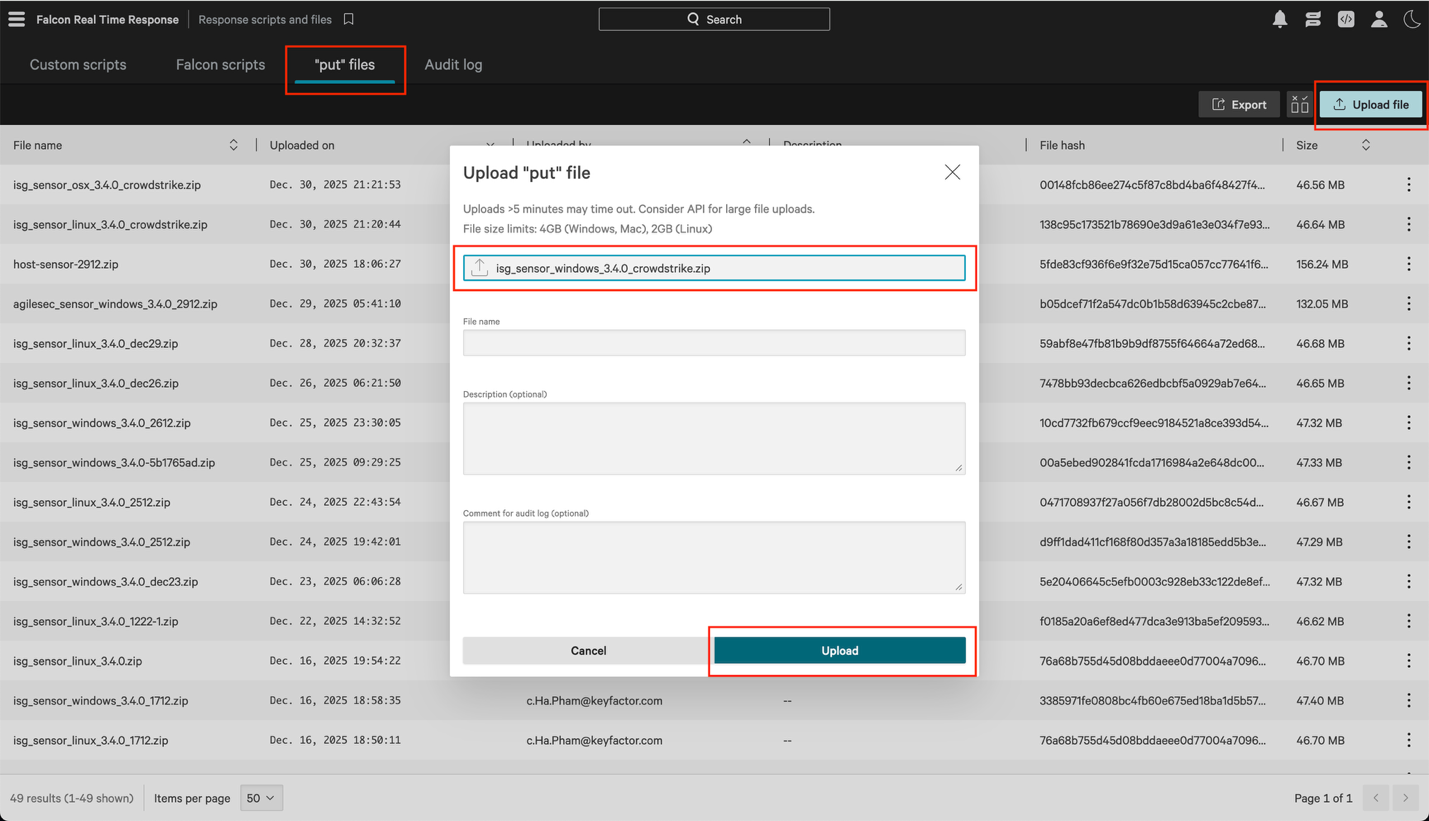 Crowdstrike host menu