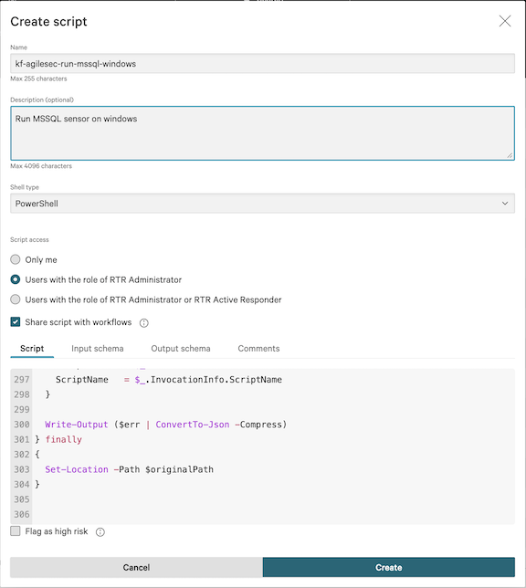 Crowdstrike create run sensor script