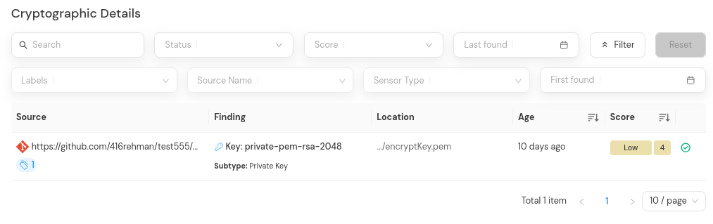 Scan Details with a resolved finding