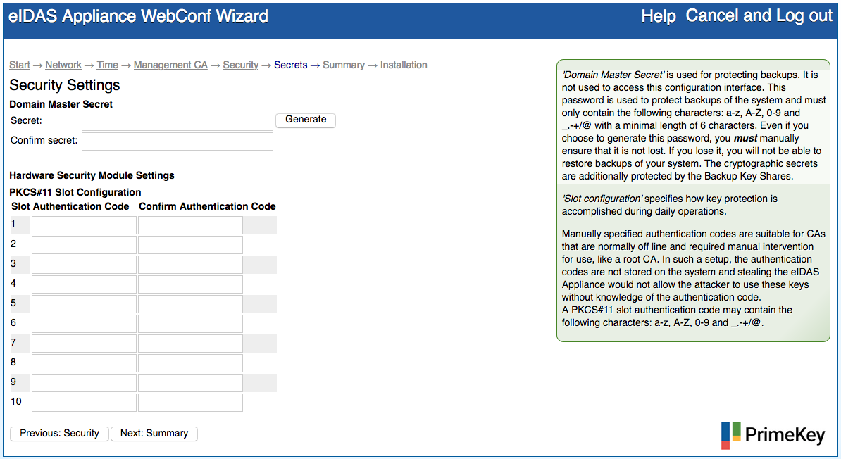 eIDASAppliance_InitialSetup_Secrets.png